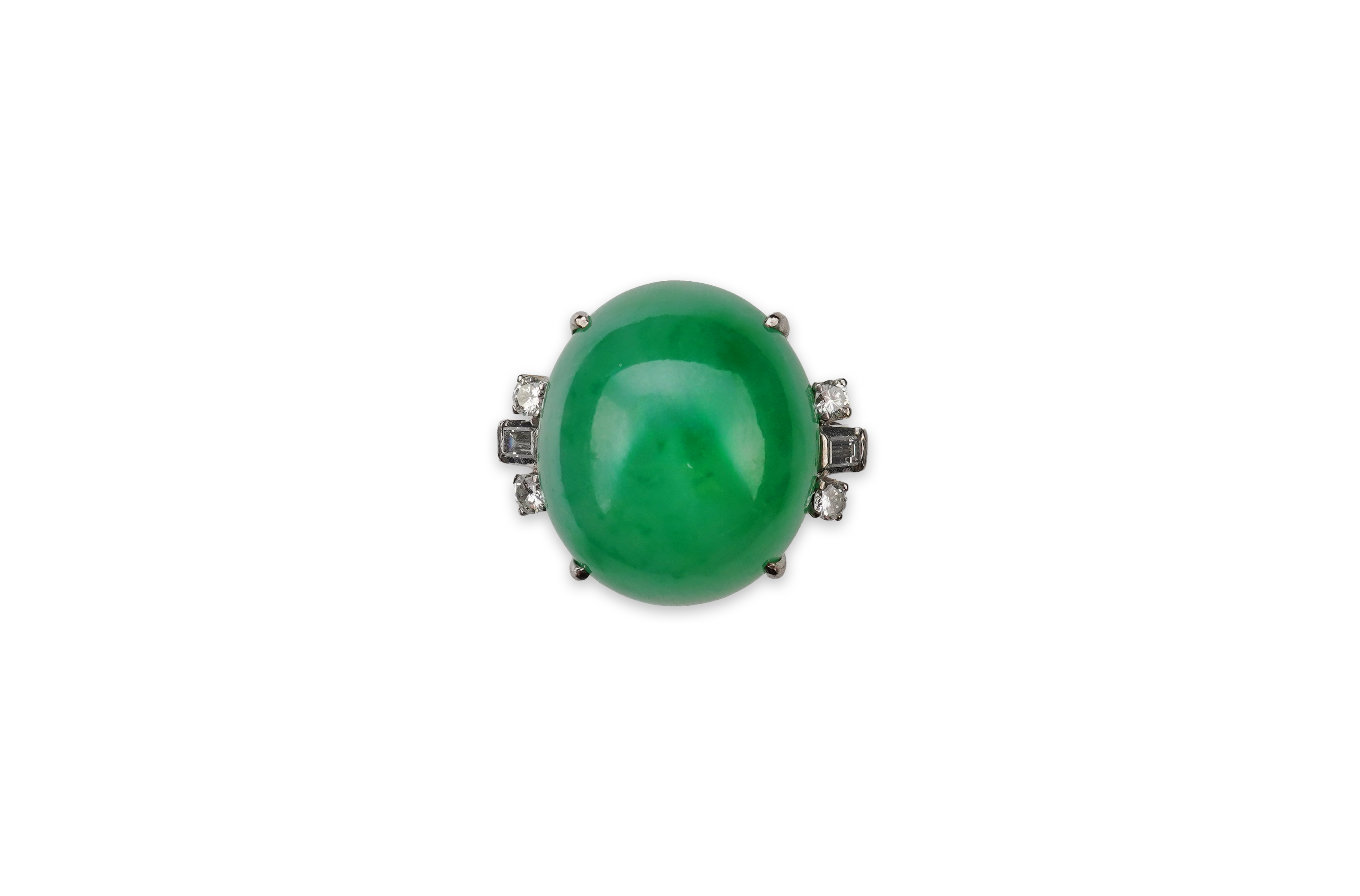 A jadeite and diamond ring